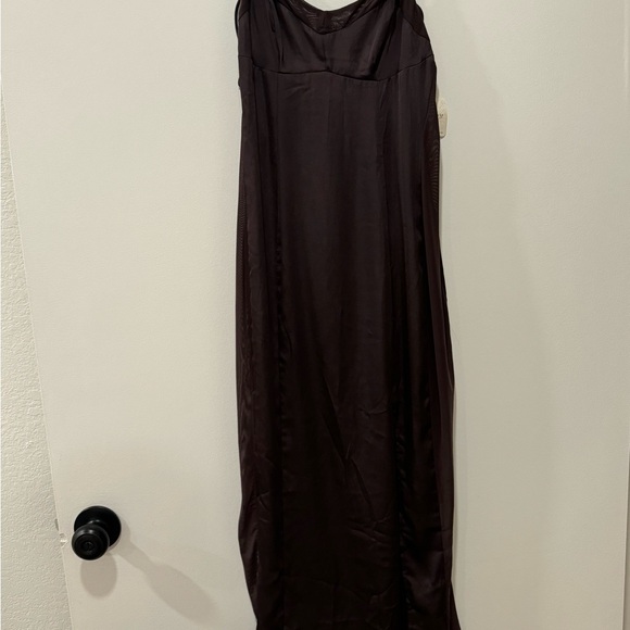 NEW Free people City Cool Midi Slip Satin Chemise Dress Chocolate Brown … - Picture 6 of 8